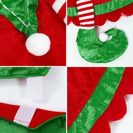 36 Inch Elf Christmas Tree Skirt with Candy Striped Legs, Velvet Xmas Tree Rug, Tree Skirt for 4 ft Tree, Red and Green Tree Skirt Christmas Decor Xmas Farmhouse