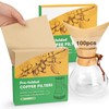 BYKITCHEN Pre-folded Pour Over Coffee Filter, Set of 100, Natural