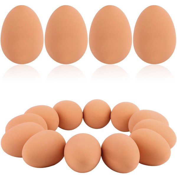 JiaUfmi 12 Pcs 2.16 Inch Rubber Bouncing Egg Brown Fake