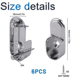 INCREWAY Oval Closet Rod Supports，6PCS Wardrobe Bracket Zinc Alloy Closet Rod Holders Wall Mounted Wardrobe Pipe Flange Bracket Curtain Pole End Supports, Chrome Plated