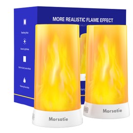 【Upgraded】 LED Flame Light, Christmas Decorations Rechargeable Flickering Flameless Candles, 4 Modes Battery Operated Candles with Upside Down Effect, Waterproof LED Candles for Indoor Outdoor 2 PCS