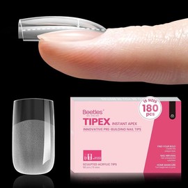 Beetles Tipex Instant Apex Nail Tips Thick Acrylic Nail Set for Flat Nails Manicure Stiletto Square Almond Coffin Nail Tips Nail Art DIY Gift for Women #TikTokShopBacktoSchool:_192pcs Square Short（NO GLUE&Lamp)