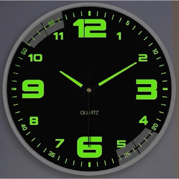 BERGUF 12 Inch Night Light Wall Clock, Silent Non-Ticking Quartz