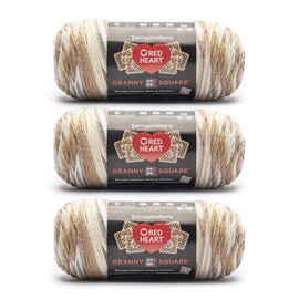 Red Heart All in One Granny Square Aran - Cream Yarn - 3 Pack of 250g/8.8oz - 100% Acrylic - #4 Worsted (Medium) - 381m/417Yards - for Knitting, Crochet and Amigurumi