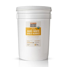 Organic Hard White Wheat Berries - 43 lbs â¢ Packaged in 6 Gallon HDPE Pail for Long-Term Storage â¢ 100% Desiccant Free â¢ Certified 100% USDA Organic