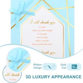 DISJOURNEY Romantic Birthday Cards for Women Men - Happy Birthday Card - Gold Foil and Ribbon Design - Birthday Greeting Card with Envelope for Wife Husband Girlfriend Boyfriend - I Will Cherish You