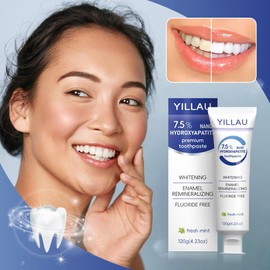 Hydroxyapatite Toothpaste, Nano Hydroxy 7.5%, Fluoride Free, for Sensitive Teeth Enamel Protection, Dent Whitening, Remineralizing, Nano Hydroxyapatite Toothpaste, Dent Protection, Fresh Breath