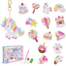 15PCS Unicorn Diamond Painting Craft Kits for Kids 5D DIY Diamond Arts and Crafts for Kids Key Pendant Bag Decor Christmas Tree Decoration Christmas Birthdays Gifts for 5 6 7 8 9 Years Old Boys Girls