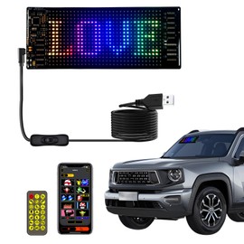LED Sign for Car, 6.8''x2.75''Flexible LED Matrix Panel USB 5V Bluetooth Application Control DIY Programmable Scrolling Sign for Car Party Wedding Festival