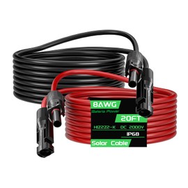 20Feet 8AWG Solar Panel Extension Cable, Bateria Power 8 Gauge 8mm² PV Wire with Female & Male Waterproof Connectors for RV, Photovoltaic Systems, Set of 2