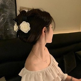 [Sunny Fashion] 1 Flower Ribbon Daily Updo Hair Clip / [써니 패션]꽃리본 데일리 올림머리 집게 헤어핀 1개