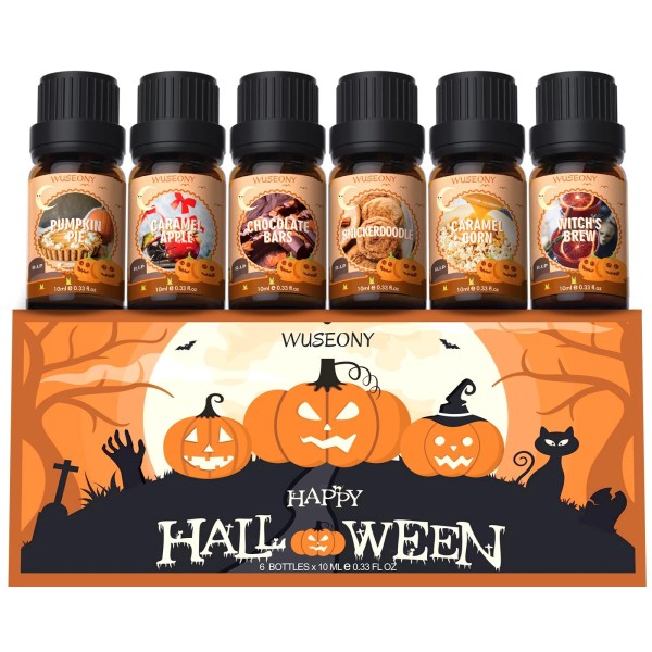 WUSEONY Halloween Fragrance Oils Set, Essential Oils for Diffusers Home,