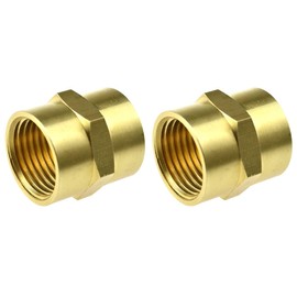 SDTC Tech 2-Pack Metal Brass Pipe Fittings 3/8 NPT Female x 3/8 NPT Female Thread Hex Nipple Coupler Adapter