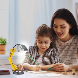 Hemoton Excavator Table Lamp for Kids Bedroom Construction Vehicle Night Light Minimalist Digger Desk Lamp for Nursery and Boys Room Decor Soft Led Bedside Lighting