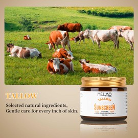 Tallow Sunscreen SPF50, Natural Grass-Fed Beef Tallow Moisturizing Sunscreen SPF 50, Beef Tallow for Skin, Non-Greasy Formula Daily Skin Protection Sun Cream for Face and Body