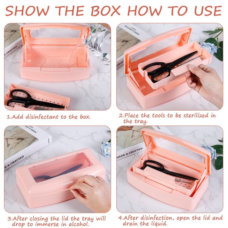 Gusnilo Sterilizer Box Nail Tool Barbicide Disinfectant Jar Plastic Disinfectant