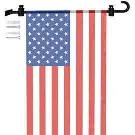 Koutemie Wall Garden Flag Stand Holder Pole with 2 Stoppers for 12 x 18 Outside Small Flags Décor, One Piece Wall Mounted Metal Garden Flag Scroll Hanger for Mailbox Post, Black