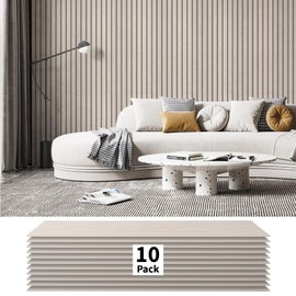 Art3dwallpanels 10 Pack Acoustic Panels, 48" X 12" X 0.35" Soundproof Wall Panels, Self Adhesive High Density Sound Absorbing Acoustic Treatment for Recording Studio, Office, Camel