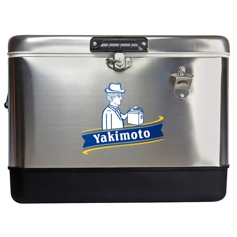51L/54Qt Stainless Steel Portable Insulated Ice Chest Cooler Box Sturdy