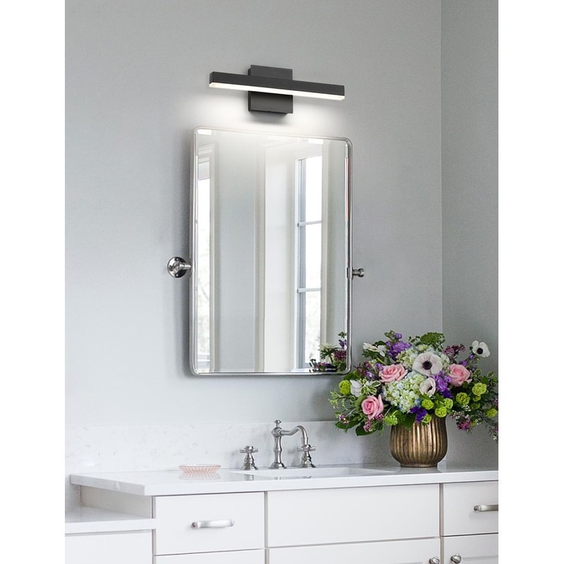 Joossnwell Black Bathroom Vanity Light Fixtures Dimmable 5CCT LED Bathroom