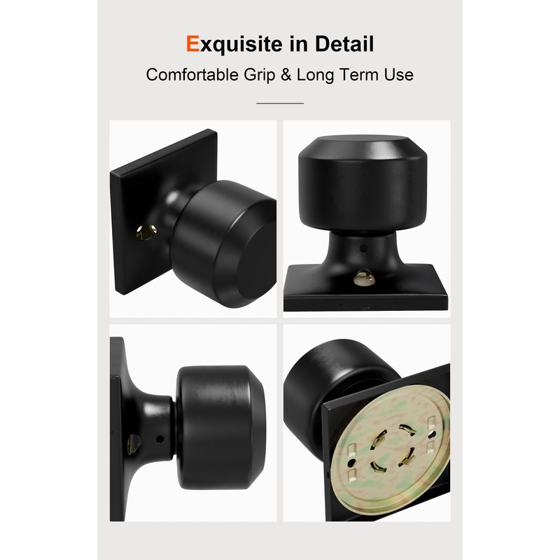 Haidms 4 Pack Black Dummy Door Knob Closet Door Knobs,
