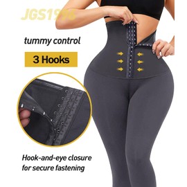 JGS1996 Plus Size Shapewear Tummy Control Leggings for Women High Waisted Compression Corset Waist Trainer Pants Body Shaper A-Grey