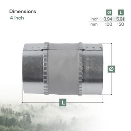 Vent Systems 4" Inch Flexible Vibration-Reducing Duct Connector – Round Galvanized Steel Vent Hose Adapter, Male-End Spiral Duct, Pipe Extender, HVAC Ventilation Fittings - Inline Duct Work Coupler