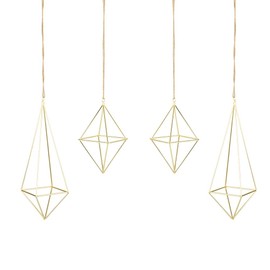 Lvpage Gold Air Plants Holders Metal Himmeli Hanging Geometric Décor Air Ferns Display Frame 4 Pcs 2 Size Tillandsia Hanger Airplants Tabletop Planter Holder