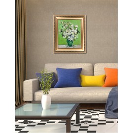 DECORARTS - Pink Roses in a Vase, Vincent Van Gogh Art Reproduction. Giclee Prints Match with Golden Framed for Wall Decor. Picture Size: 16x20 in, Framed Size: 22x26 in