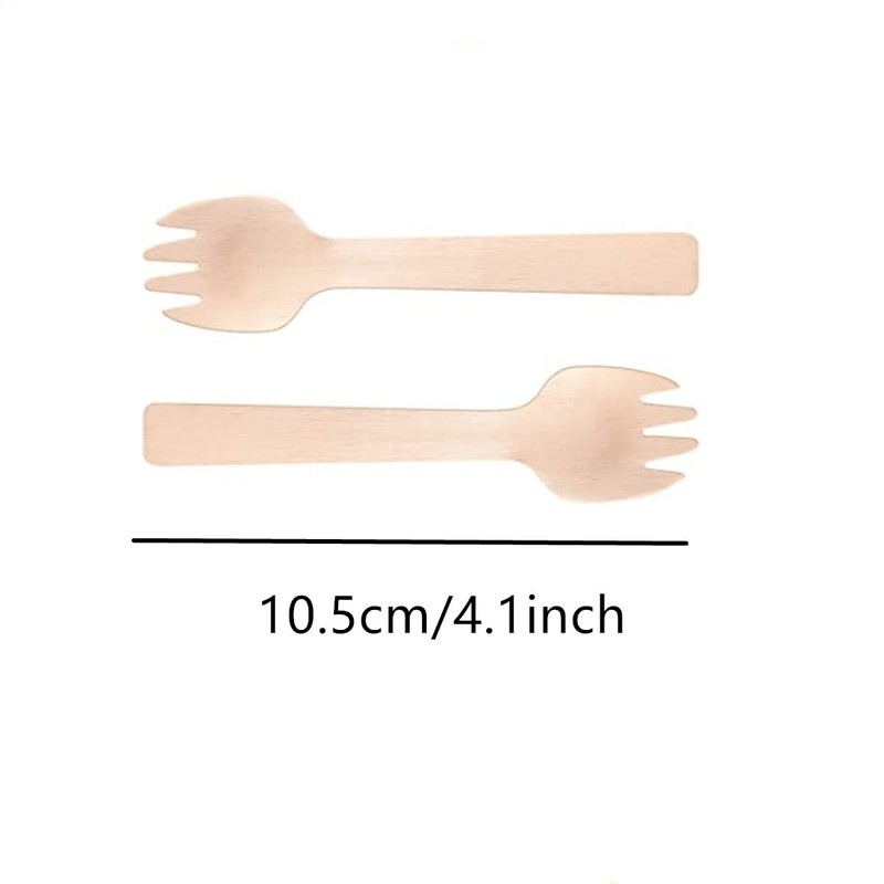 Mini Wooden Spork, 100PCS Bamboo Forks, Disposable Wooden Forks for