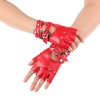 aoozleny Women Girls Fingerless Gloves,PU Leather Biker Punk Gloves with