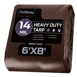 Patiobay Tarp 6x8FT, 14 Mil Large Waterproof Tarps Heavy Duty with Grommets Every 23.6", Thick Plastic Tarp, UV Resistant Tear&Fade Resistant, Reinforced Edges for Outdoor Pool Camp Tent