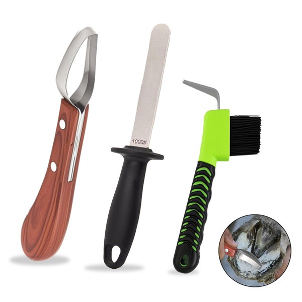 3-in-1 Farrier Hoof Knife with Built-in Sharpenerener & Horseshoe Brush–High