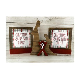 AGD Christmas Decor - Nativity Holy Family Manger Farmhouse Set 3pc