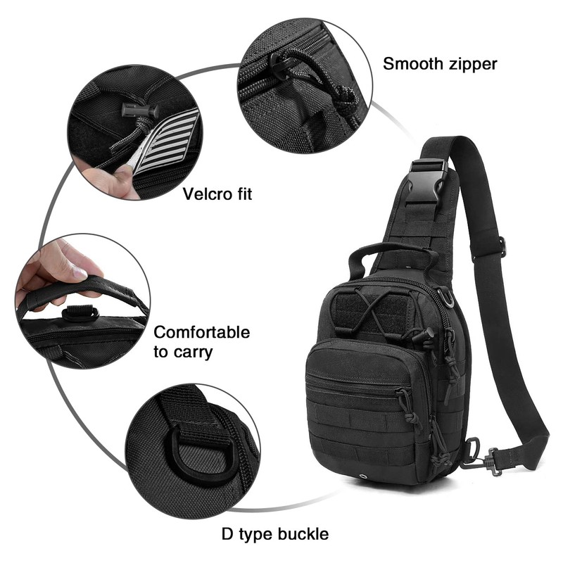 LIMHOO Tactical Sling Bag Backpack Shoulder Bag no USA Flag