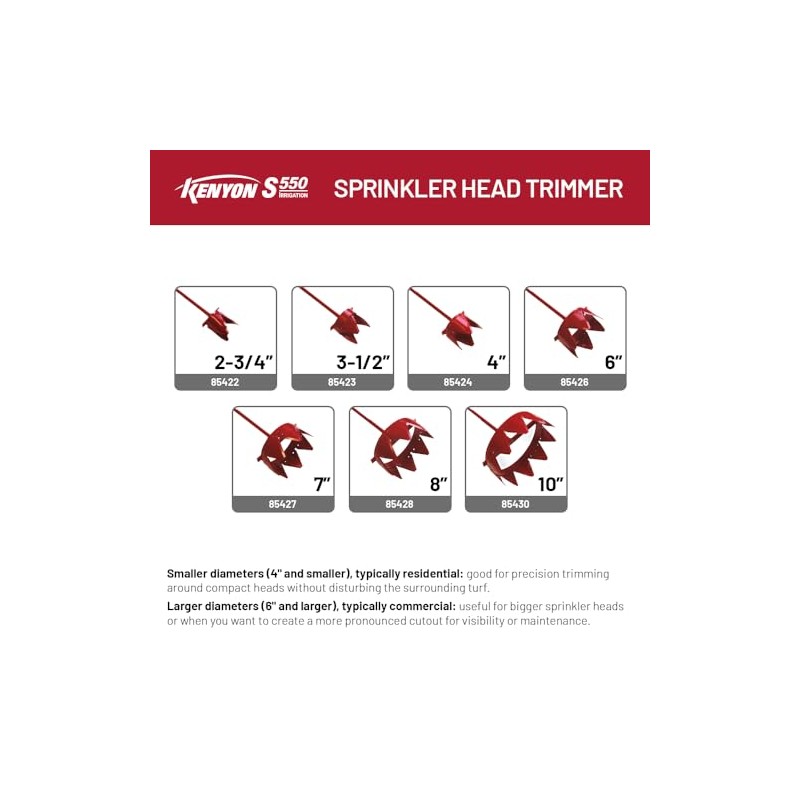 Kenyon 4" Diameter Sprinkler Head Trimmer, 5/8" Steel Rod Shaft,