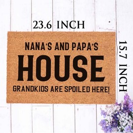 Funny Coir Doormat Nana and Papa's House Grandkids are Spoiled Here Front Door Mat Entryway Outdoor Mat with Heavy Duty Front Porch Welcome Mats Easy to Clean Entry Black Font 23.6 x 15.7 inch