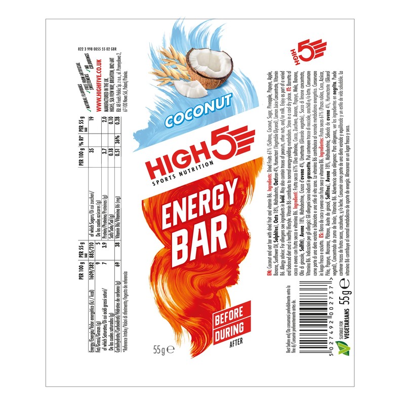 HIGH5 Energy Bar - Real Fruits Soft Bar - No