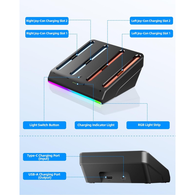 Magnetic Charging Dock for Nintend0 Switch 2 Joycon, Fast Charger