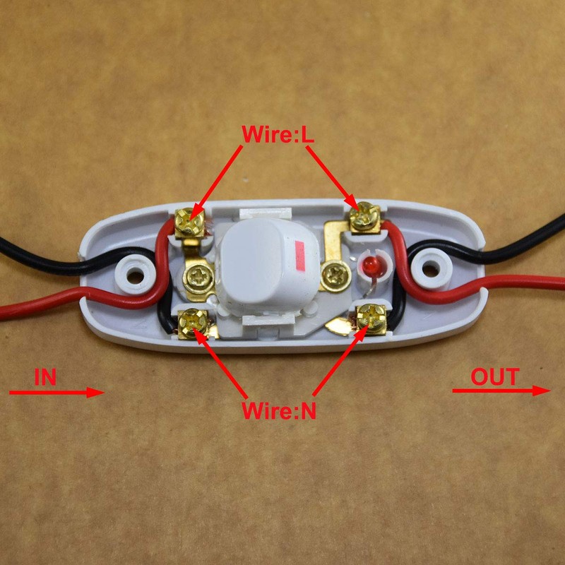 2 PCS On/Off Inline Cord Switch with Red LED Indicator,
