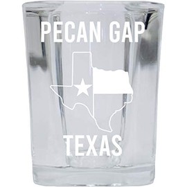 Pecan Gap Texas Souvenir Laser Etched 2 Ounce Square Shot Glass Texas State Flag Design