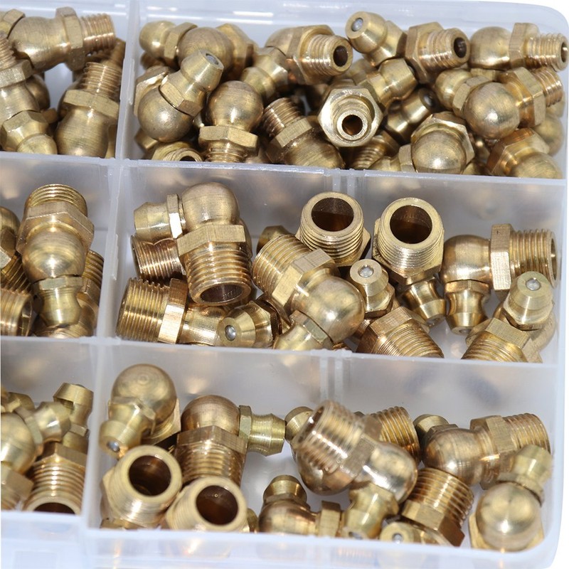 Boeray 115pcs 1/4“ 1/8” Hydraulic Grease Brass Zerk Fitting SAE