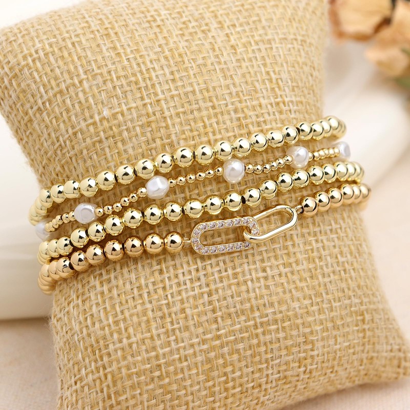 Tyebiva Gold Bracelets Stack Set for Women, Summer Trendy 4Pcs