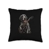 Guitar playing GSP German Shorthaired Pointer Throw Pillow