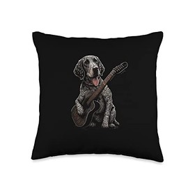 Guitar playing GSP German Shorthaired Pointer Throw Pillow