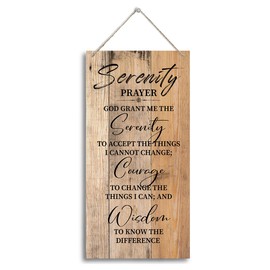 HALUOSI Serenity Prayer Wooden Decor Sign, God Grant Me The Serenity Wall Decor Sign, Hanging Printed Wooden Plaque Decor, Rustic Family Signs for Home Decor, Christian Gift 12x 6inch (A4)