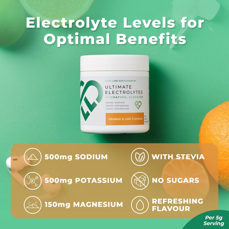 LOVE LIFE SUPPLEMENTS Ultimate Electrolytes Powder, 500mg Sodium, 500mg Potassium,