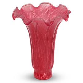 OhLectric Large Tulip Flower Glass Lamp Shade - Tiffany Styled Light Shades - Lily Lamp Replacement Shades - Tulip Light Shades - Easy To Install - Contemporary Decor - Pink - OL-42865