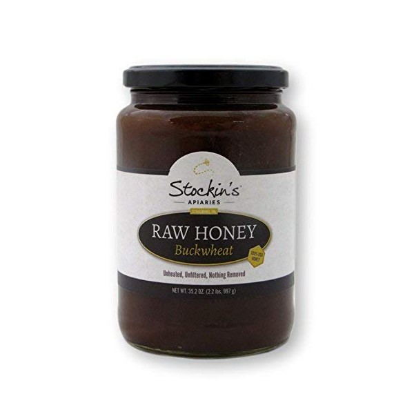 Stockin's Apiaries Raw Buckwheat Honey, Unheated, Unfiltered & All-Natural, 35.2 Oz. Jar