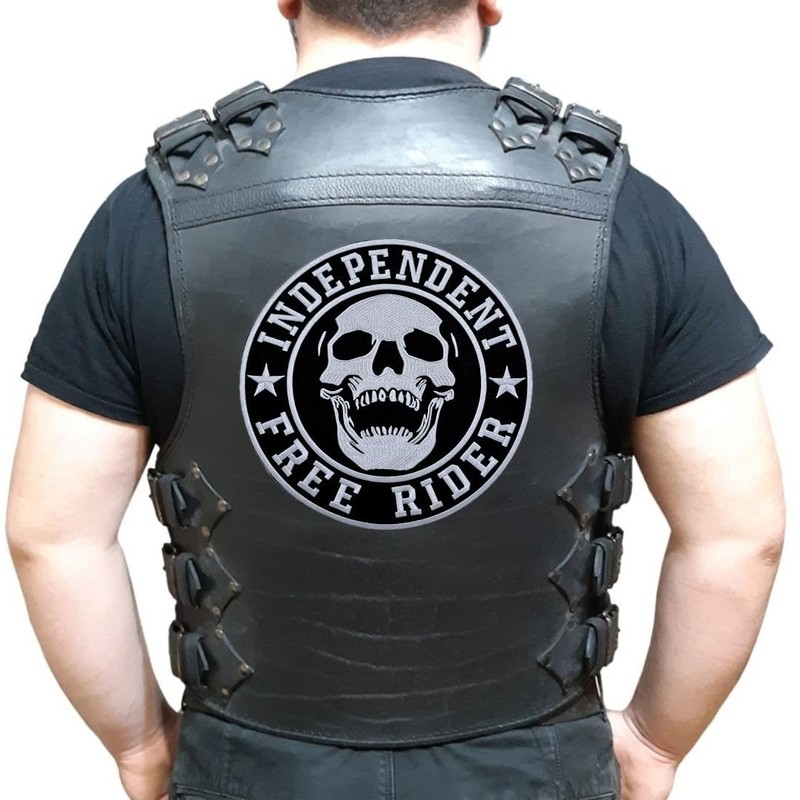 Free Rider Independent Skull Embroidered Iron On Patch Biker Patch